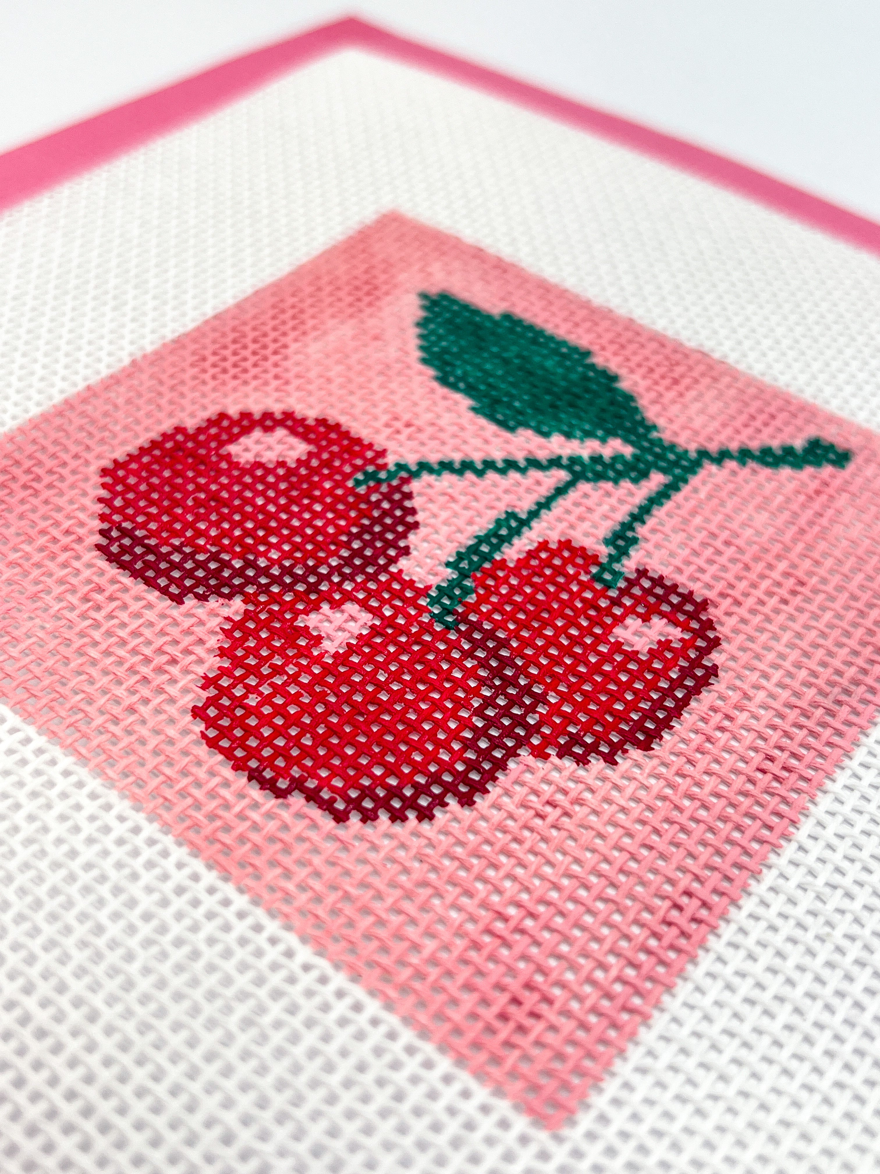 Beginner Needlepoint Kit – Cherries Design Needlepoint Canvas
