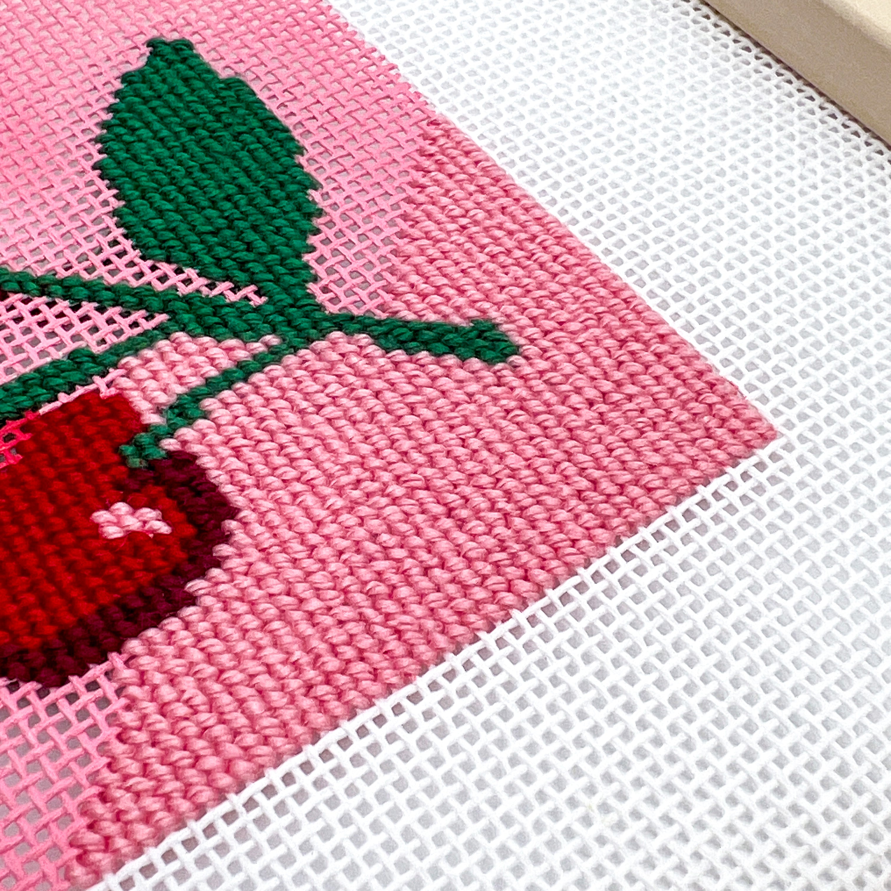 Beginner Needlepoint Kit – Cherries Design Needlepoint Canvas