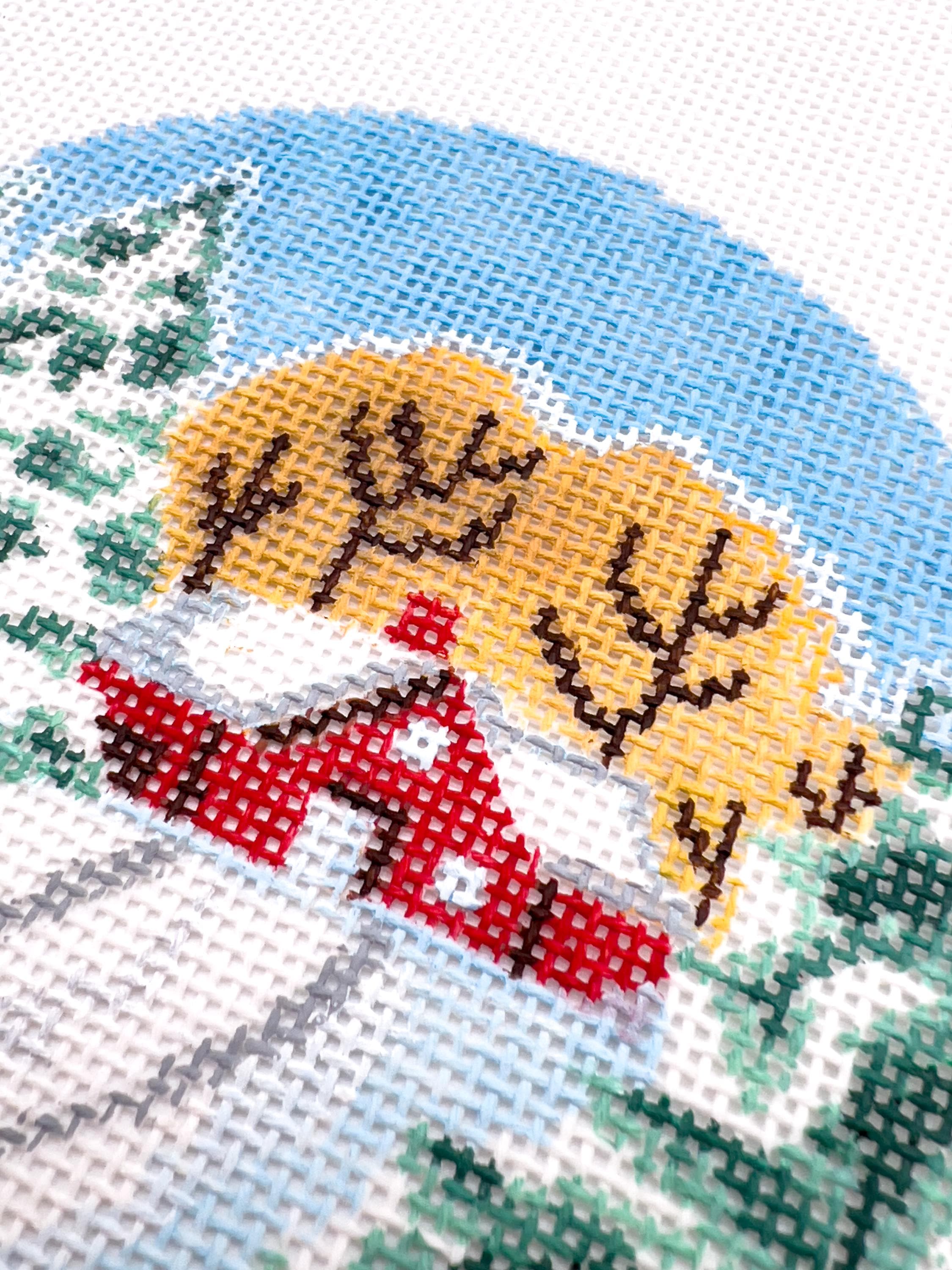 Snowy House in the Woods Needlepoint Canvas