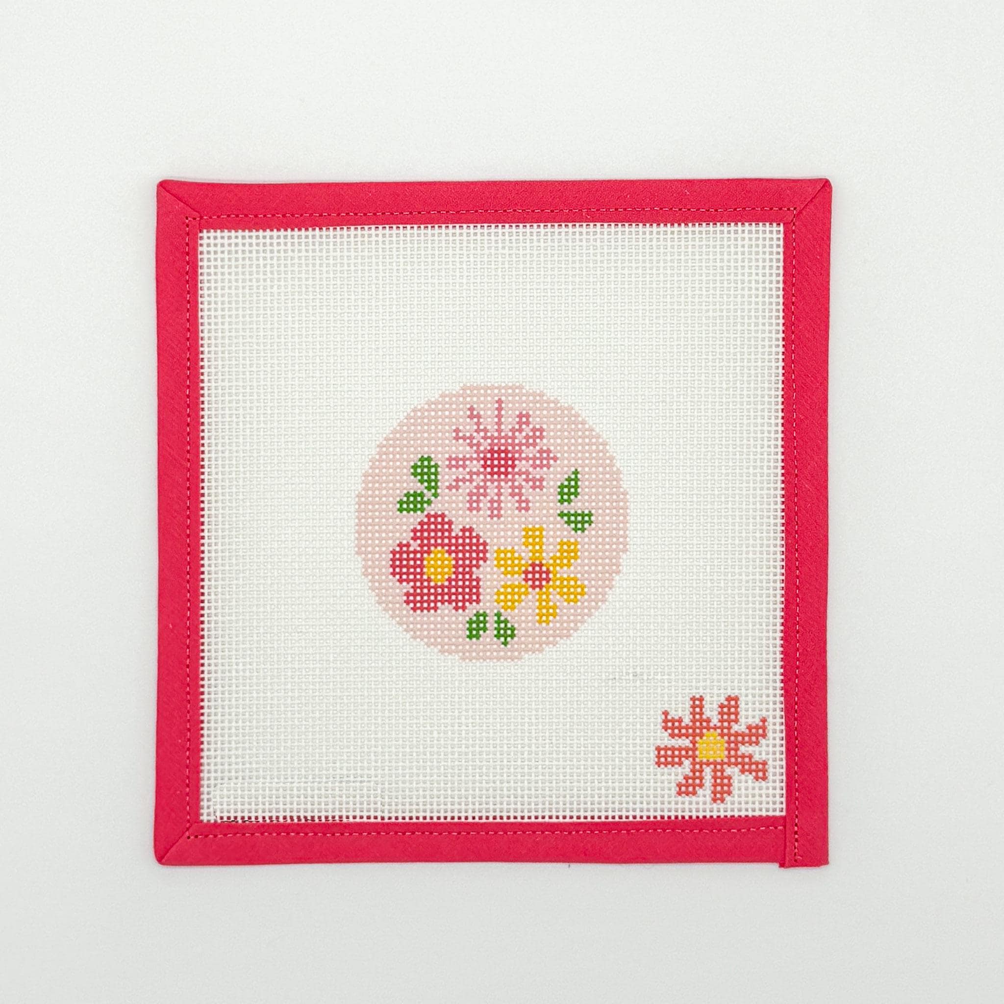 Pink Floral Needlepoint Kit for Adults | Bright & Cheerful Stitch Project | Relaxing Craft Kit