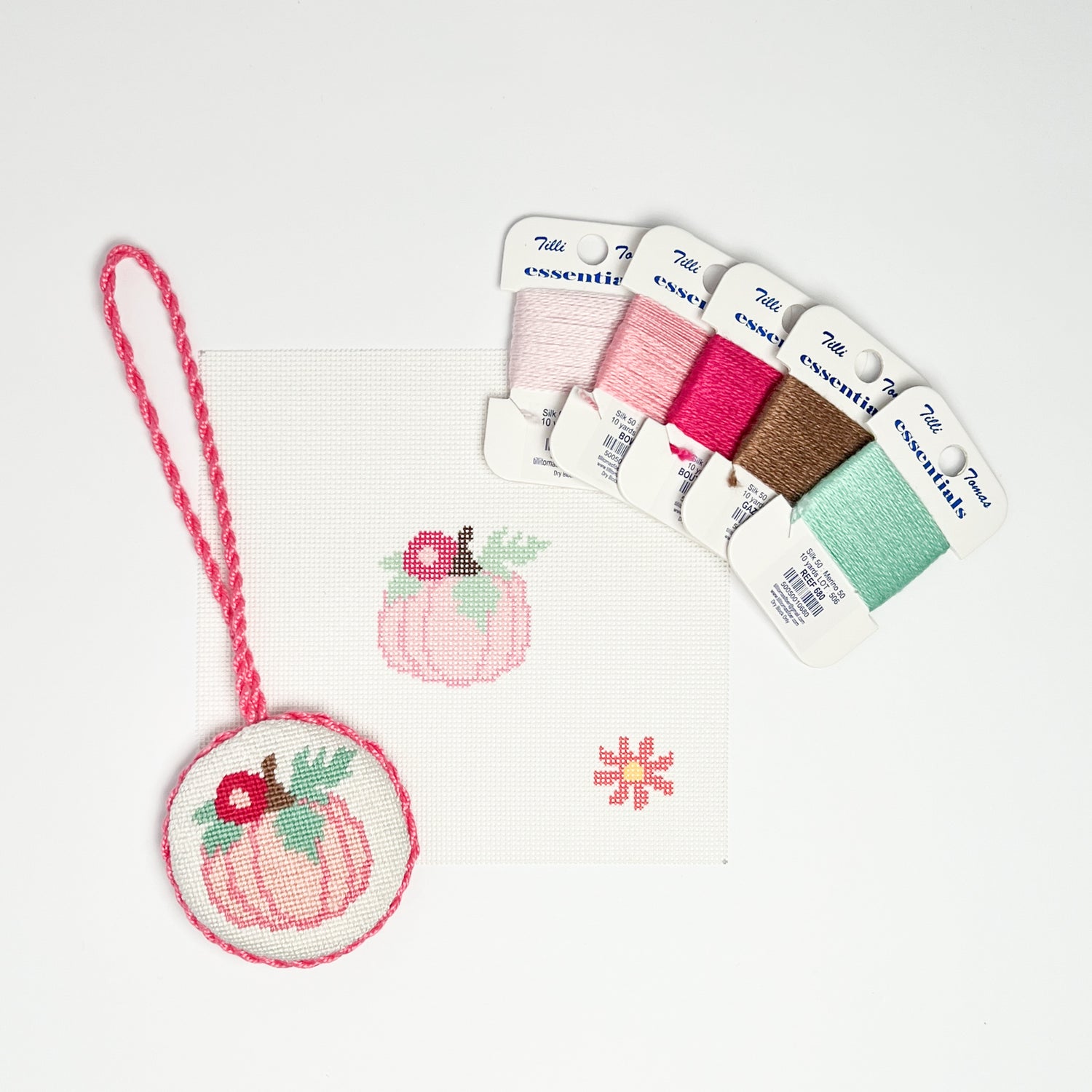 Pink Pumpkin Mini Needlepoint Canvas