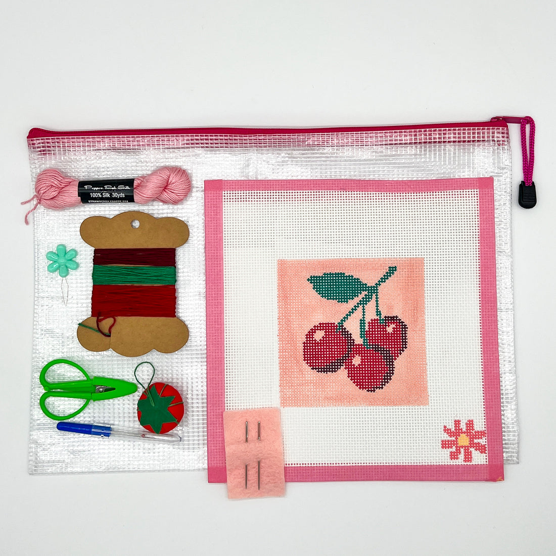 Beginner Needlepoint Kit – Cherries Design Needlepoint Canvas