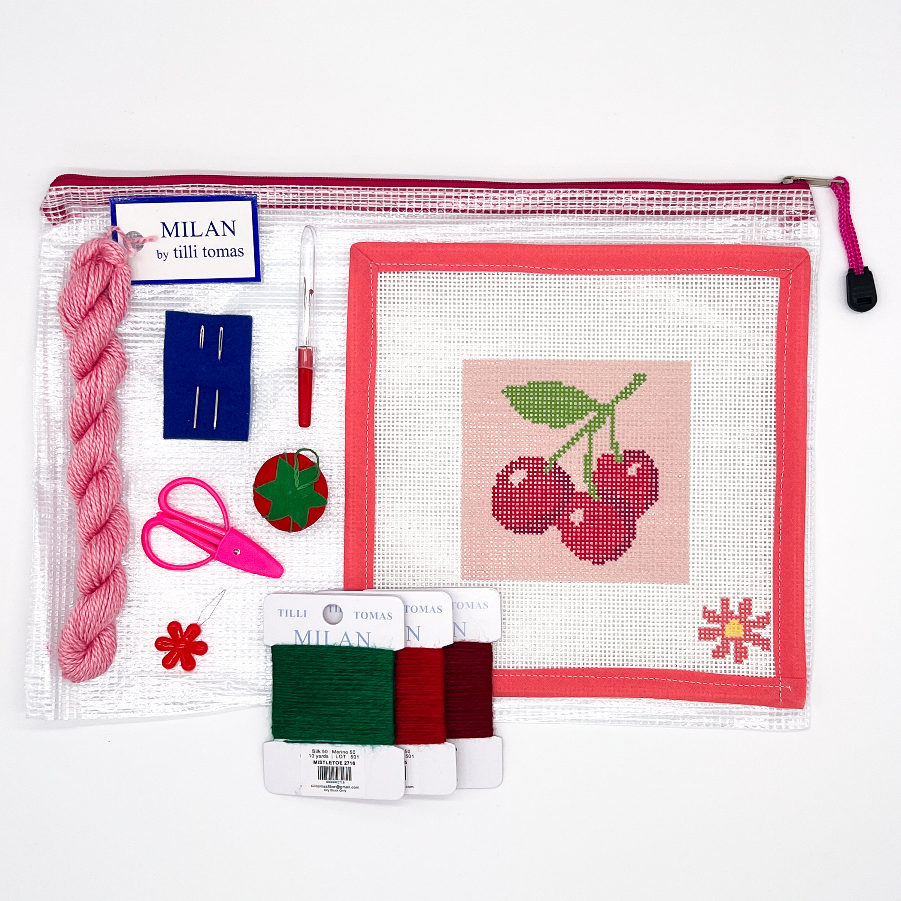 Beginner Needlepoint Kit – Cherries Design Needlepoint Canvas