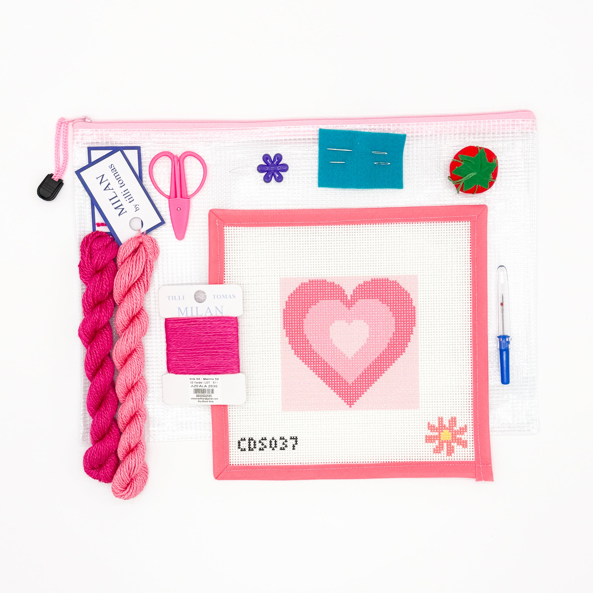 Pink Hearts Beginner Needlepoint Kit