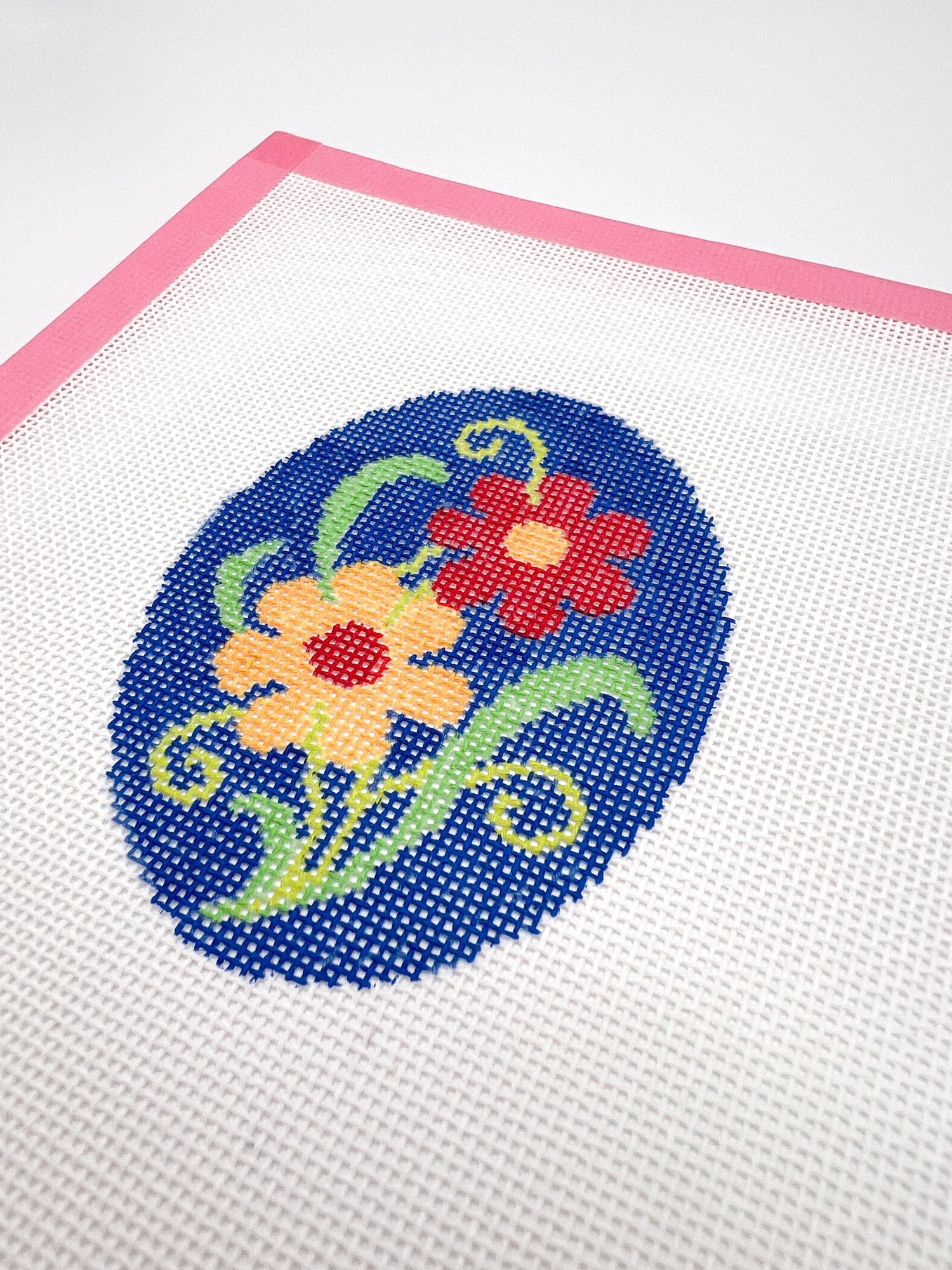 Red &amp; Yellow Flowers Needlepoint Canvas