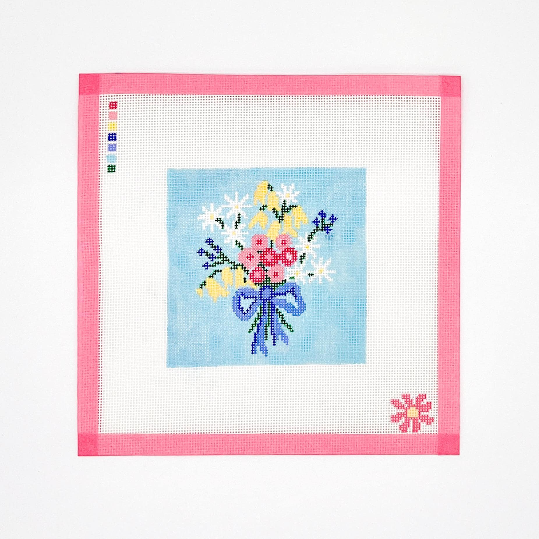 Sweet Blue Floral Needlepoint Canvas