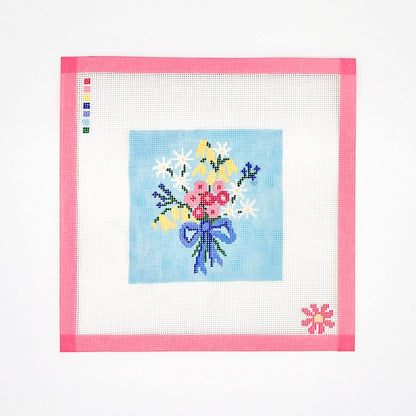 Sweet Blue Floral Needlepoint Canvas