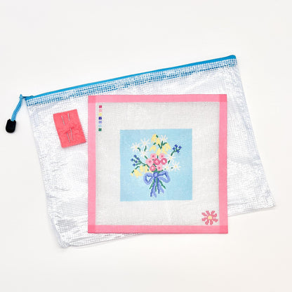 Sweet Blue Floral Needlepoint Canvas