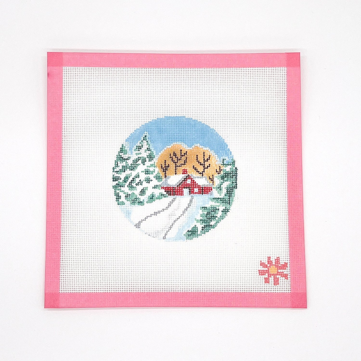 Snowy House in the Woods Needlepoint Canvas