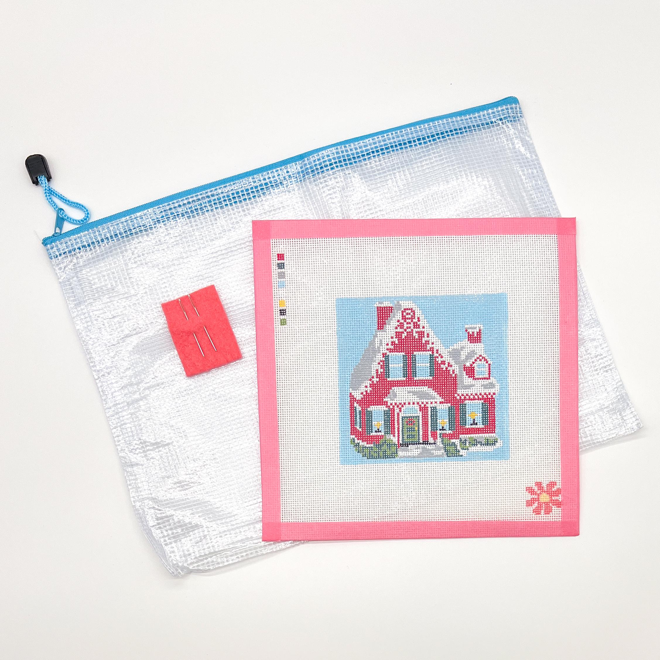 Red Holiday House Needlepoint Canvas