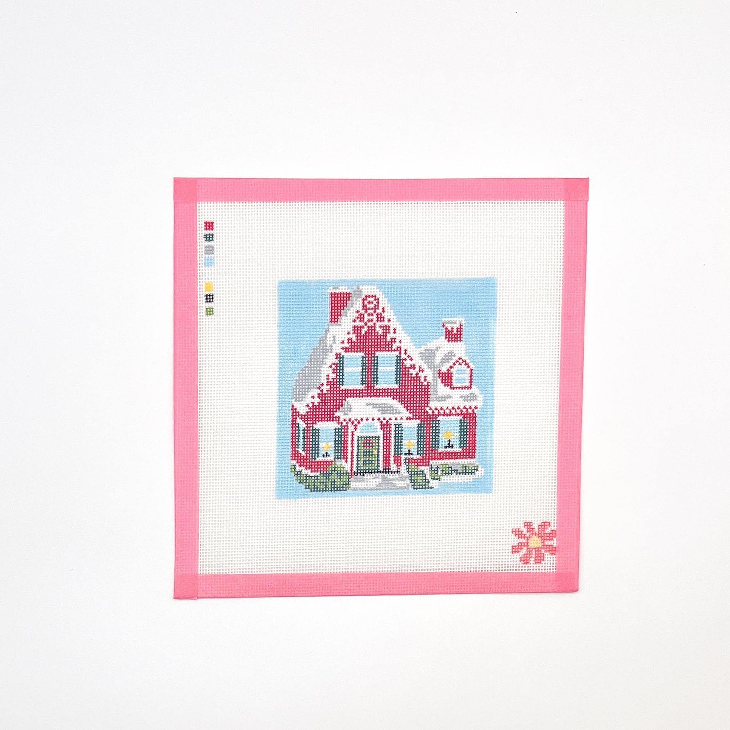 Red Holiday House Needlepoint Canvas