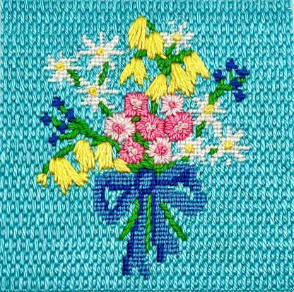 Sweet Blue Bouquet Floral Needlepoint Canvas &amp; Kit with Stitch Guide - Handpainted - Stitchpainted