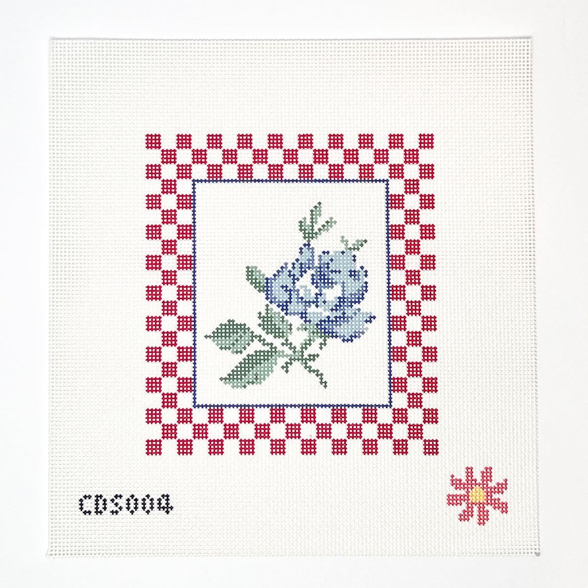 Blue Rose Needlepoint Canvas: Vintage Checks Design, 13 Count Kit