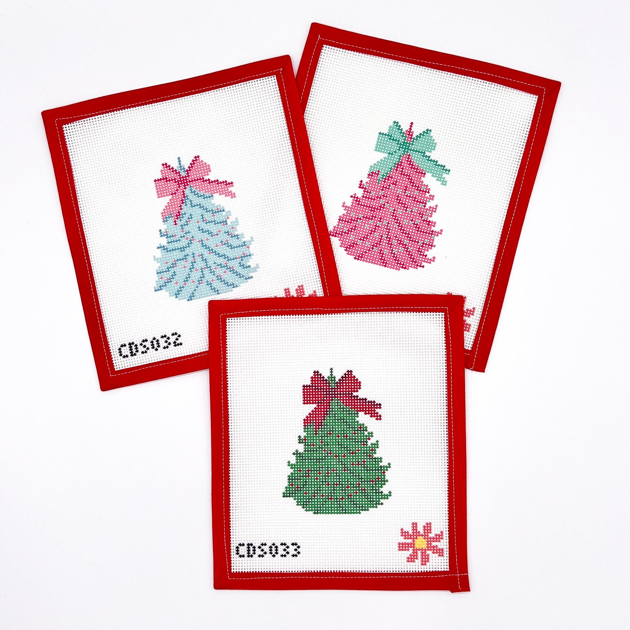 Colorful Christmas Tree Needlepoint Canvas - Holiday Ornament