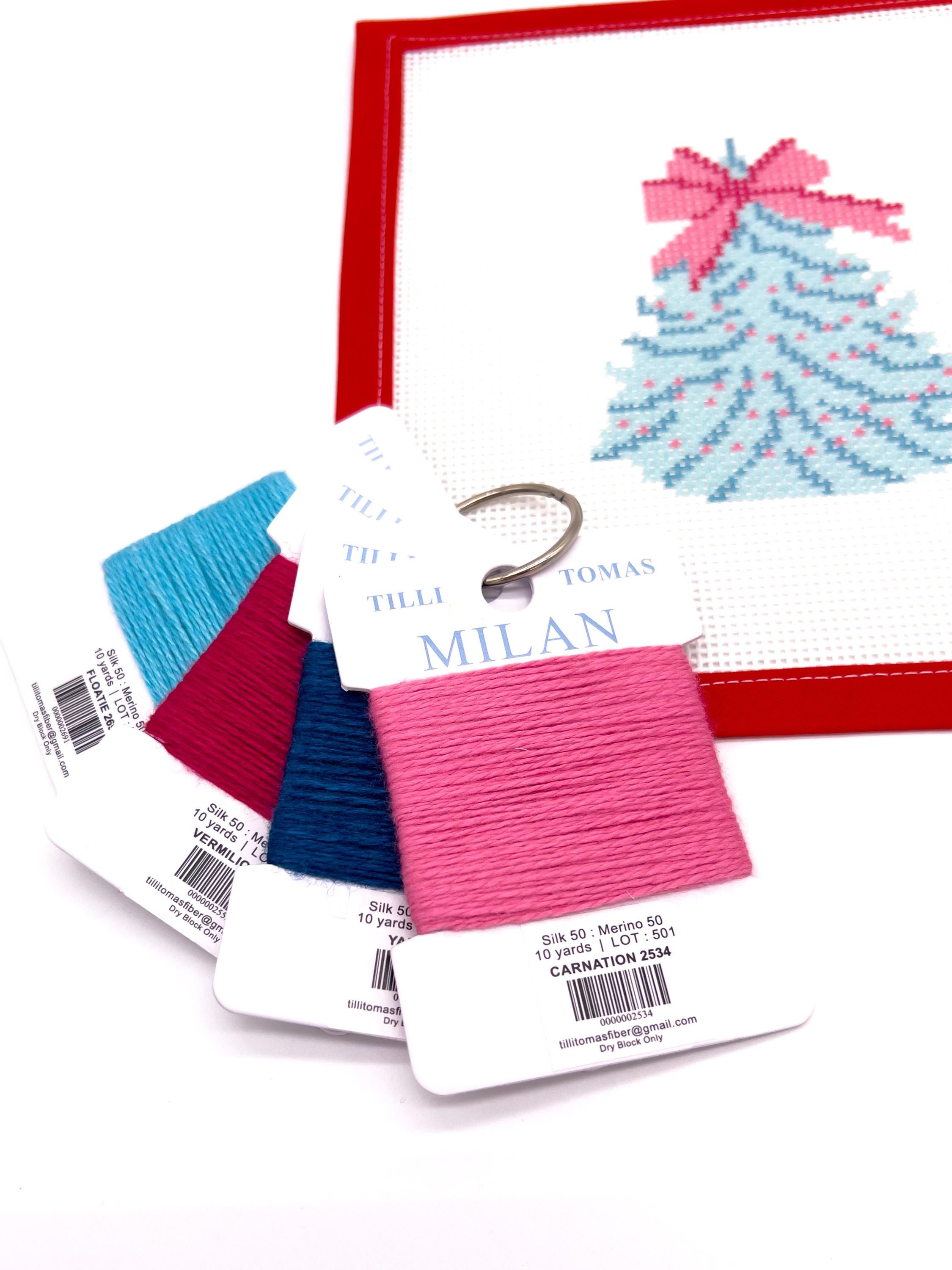 Aqua &amp; Pink Christmas Tree  Beginner Needlepoint Canvas Kit - All supplies you need!