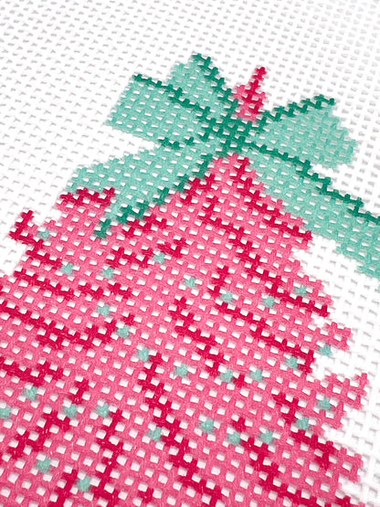 Colorful Christmas Tree Needlepoint Canvas - Holiday Ornament