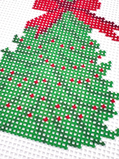 Colorful Christmas Tree Needlepoint Canvas - Holiday Ornament