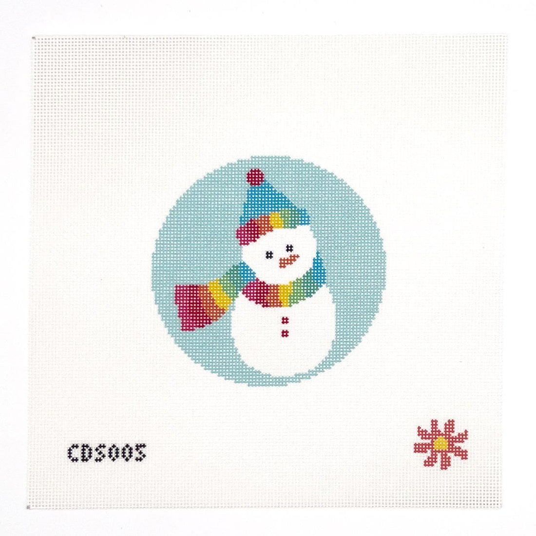 Snowman Needlepoint Canvas or Kit - Handpainted - Stitchpainted - Holiday Ornament