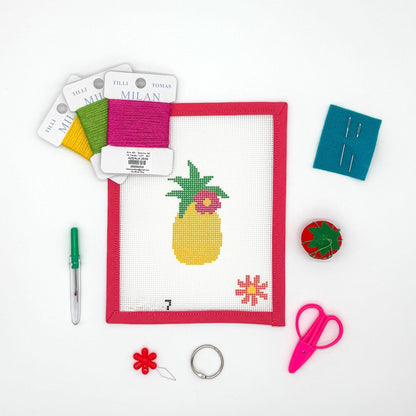 Pineapple Needlepoint Kit for Adults | Bright Tropical Stitch Project | Relaxing Craft Kit