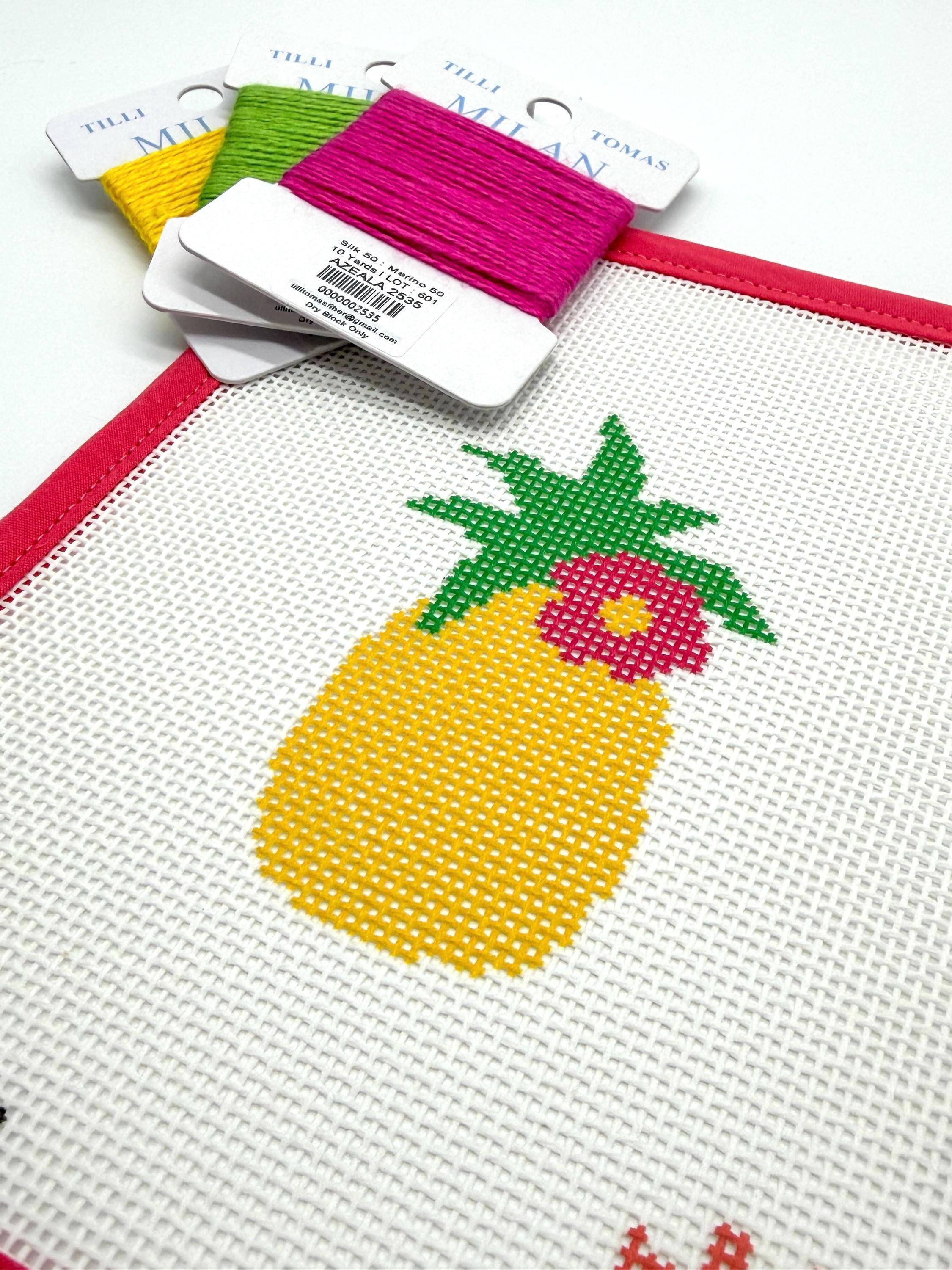 Pineapple Needlepoint Kit for Adults | Bright Tropical Stitch Project | Relaxing Craft Kit