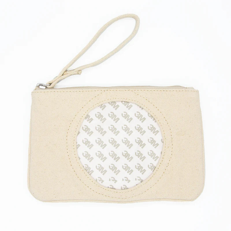 Natural Canvas Clutch with Round Insert