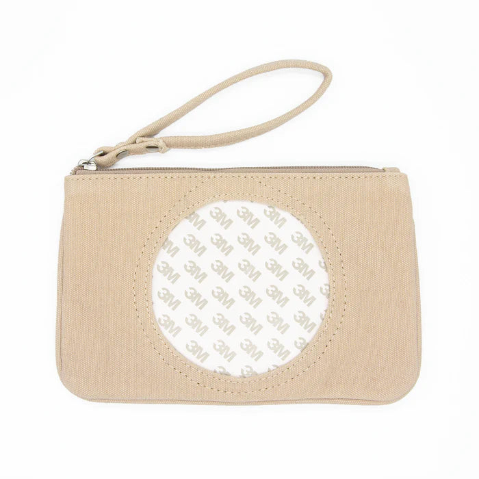Taupe Canvas Clutch with Round Insert