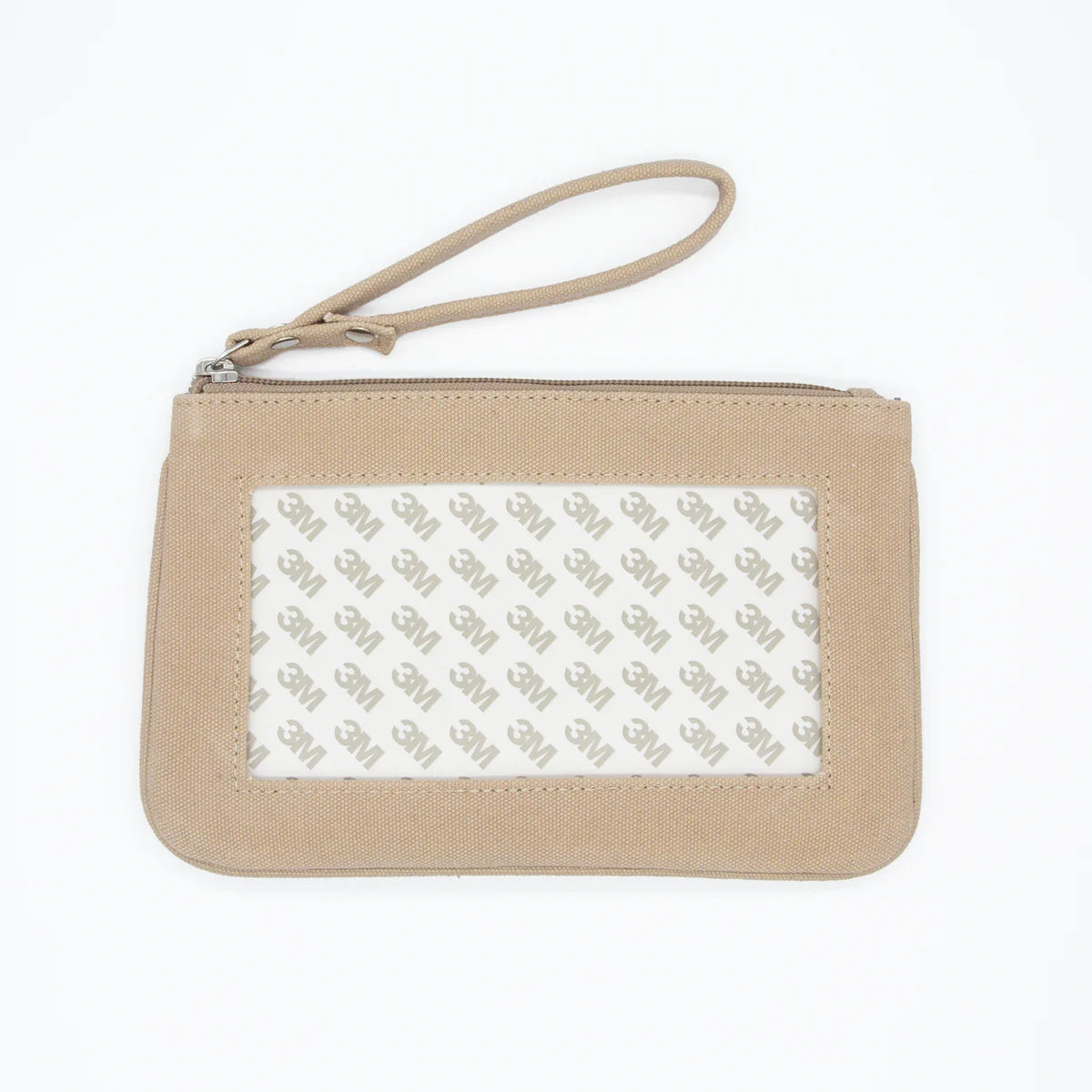 Taupe Canvas Clutch with Rectangle Insert